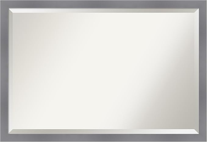 Amanti Art Grey Wall Mirror 27x39 Edwin Grey Rectangle Bathroom Mirror by AmantiArt