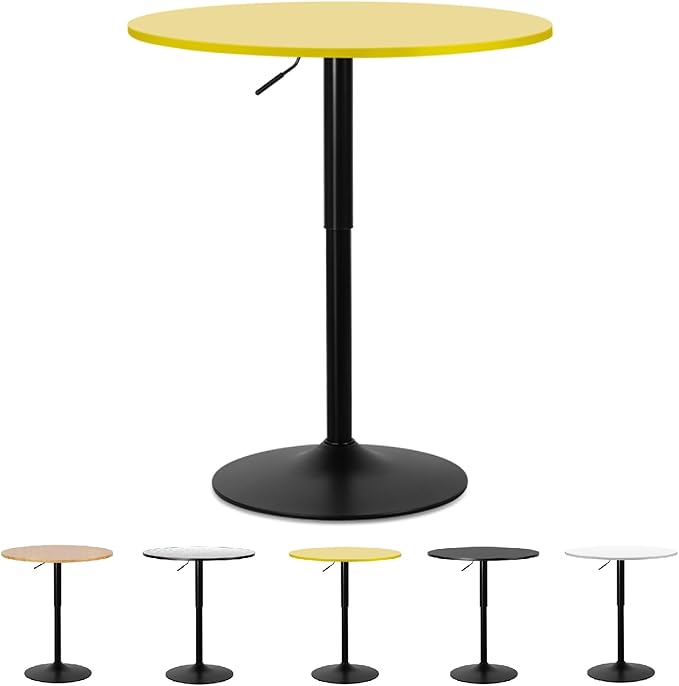Athena Collection Modern Bar Table Round Top Height Adjustable, Tall Bistro Pub by AthenaCollectionFurniture