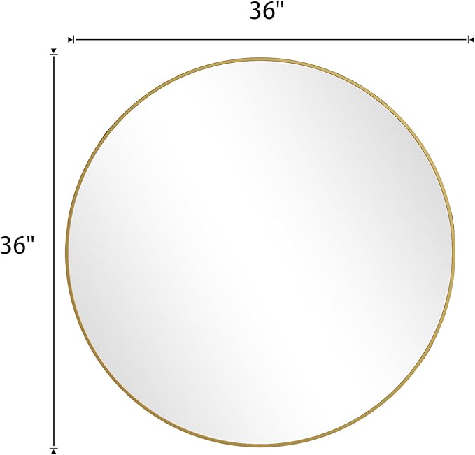 BEAUTYPEAK Circle Mirror Gold 36 Inch Wall Mounted Round Mirror - Image 8