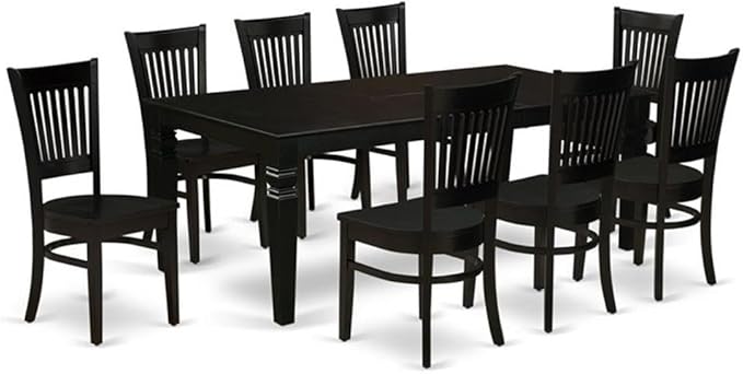 East West Furniture LGVA9-BLK-W 9 Piece Kitchen Table & Chairs Set Includes a by EastWestFurniture
