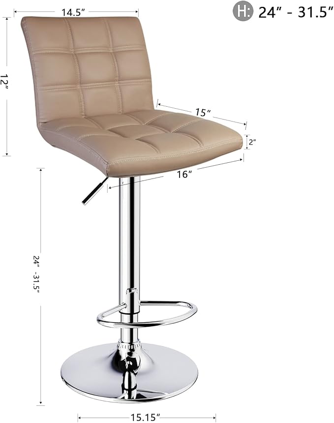 Leopard Modern Square PU Leather Adjustable Bar Stools - Image 3