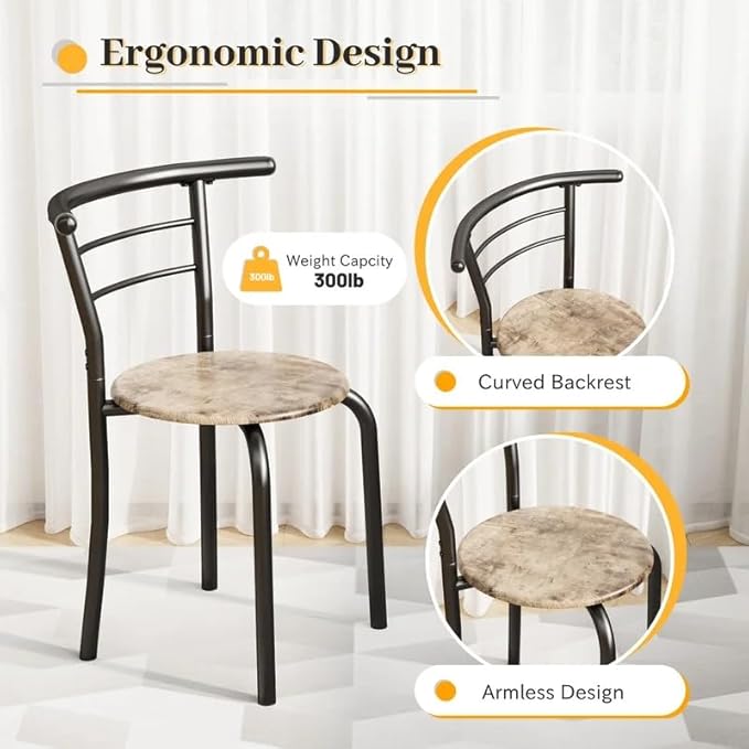Shahoo 3-Piece Wooden Dining Table Set, Kitchen Breakfast Nook Sets - Image 5