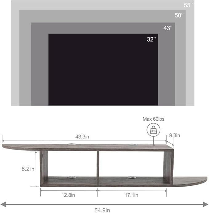 Floating TV Stand, Wall Mounted Entertainment Center and Cabinet Shelf - Image 2