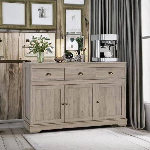 Keyluv Buffet Storage Cabinet, Sideboard Farmhouse Server Bar Wine Cabinet - Image 6