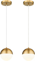 LMS Mid Century Pendant Lights, Brushed Gold Kitchen Island Light Fixtures by LMS