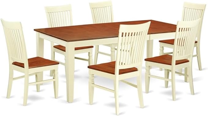East West Furniture QUWE7-BMK-W 7 Piece Modern Dining Table Set Consist of a by EastWestFurniture