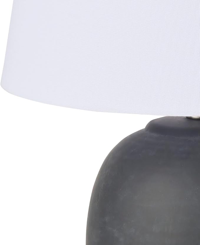 Nourison Home 23" Black Vintage Distressed Ceramic Pot Table Lamp - Image 8