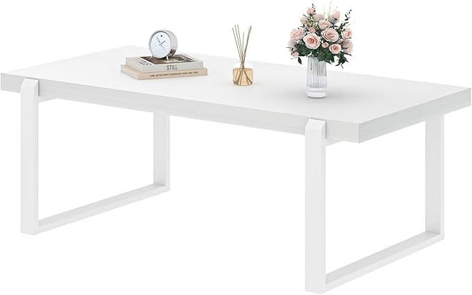 EXCEFUR Small Coffee Table, Modern Minimalist Wood and Metal Center Table - Image 8