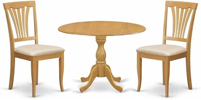 East West Furniture DMAV3-OAK-C 3 Piece Dining Room Table Set Contains a Round by EastWestFurniture