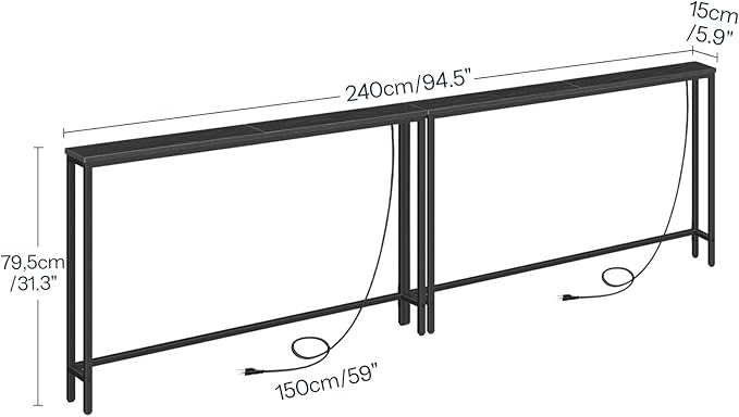 HOOBRO 2 Pack 47.2" Narrow Console Table - Image 3