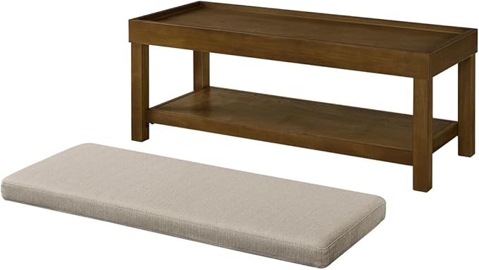 24KF Large Rectangular Storage Bench, Upholstered Seat Cushion, Ottoman Coffee - Image 8