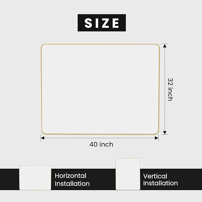 Gold Bathroom Mirror, 40x32 Inch Brushed Gold Metal Frame Mirror - Image 5