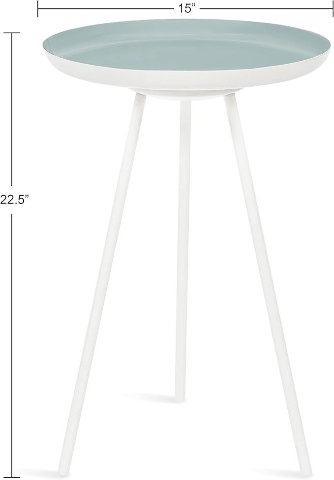 Kate and Laurel Laranya Modern Side Table; 15 x 15 x 23; Blue and White; Chic - Image 3