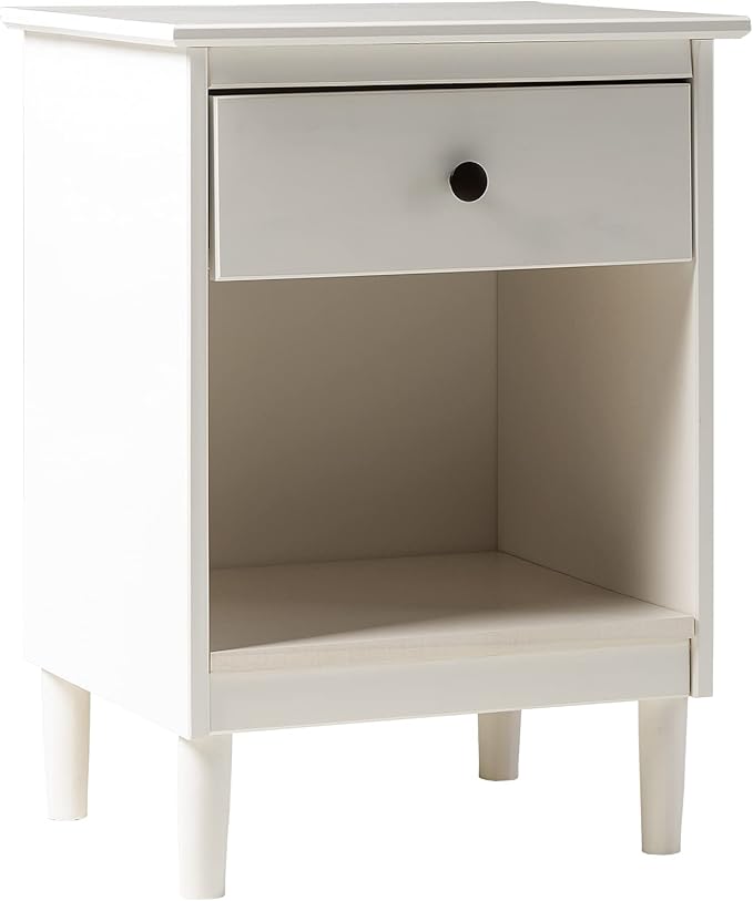 Walker Edison Traditional Wood 1 Drawer Nightstand Side Table Bedroom Storage by WalkerEdison