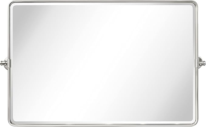 TEHOME 24 x 38'' Horizontal Farmhouse Brush Nickel Metal Framed Pivot Rectangle by TEHOME