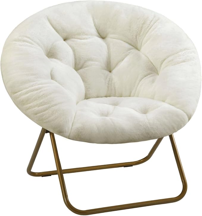 Comfortable Cozy Faux Fur Disc Chair Foldable Feature by Unknown