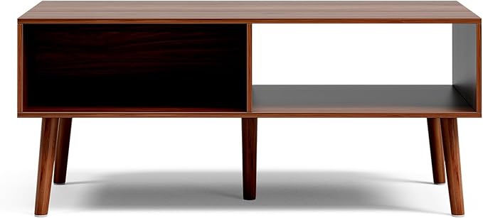 Coffee Table with Storage, Mid Century Dining Table with Fluted Drawer and - Image 5