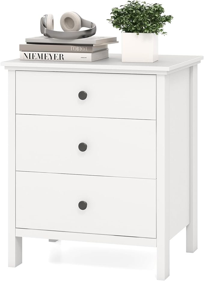 KOMFOTT 3 Drawers Nightstand, Wooden Bedside Table, Modern Sofa Side End Table by KOMFOTT