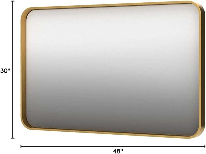 TokeShimi Gold Bathroom Mirror for Wall 48 x 30 Inch Metal Rounded Corner - Image 10