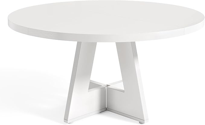 LITTLE TREE Round Dining Table for 4-6 People, 47 Inches White Circle Dinner - Image 8