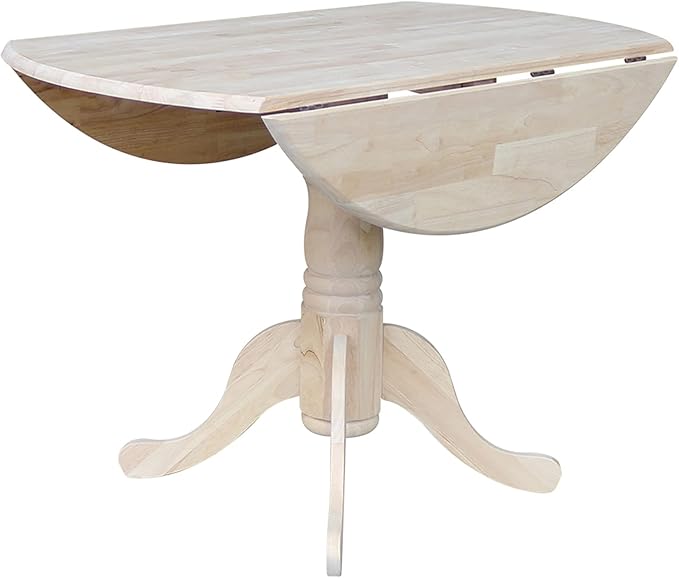 IC International Concepts, Round Dual Drop Leaf Pedestal Dining Table, Solid - Image 8