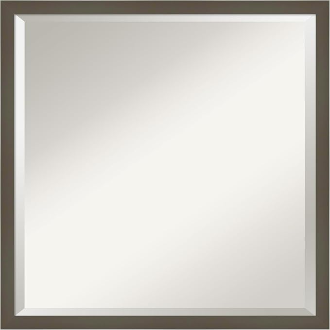 Amanti Art Grey Wall Mirror 21x21 Svelte Clay Grey Square Bathroom Mirror by AmantiArt