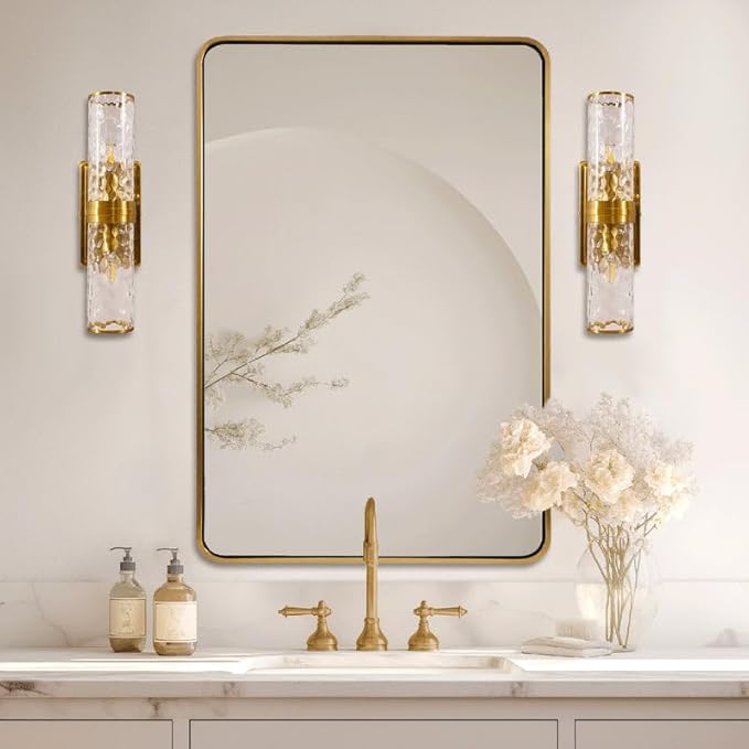 ANDY STAR 28x36 INCH Gold Mirror Bathroom, Brushed Gold Mirrors - Image 9
