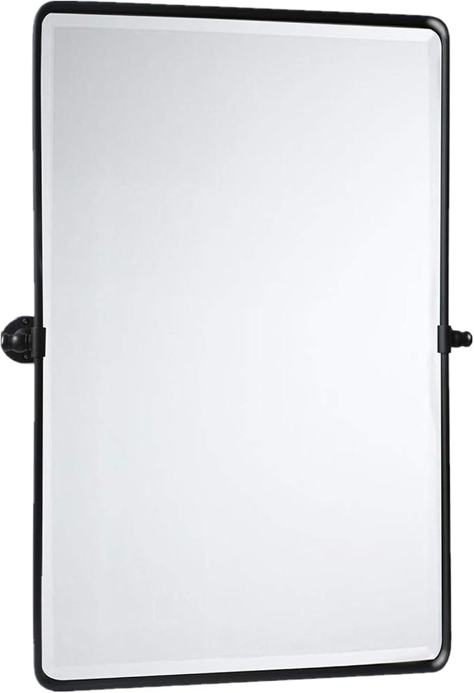 TEHOME Matt Black Pivot Rectangle Bathroom Vanity Mirrror Farmhouse Tiltable - Image 5