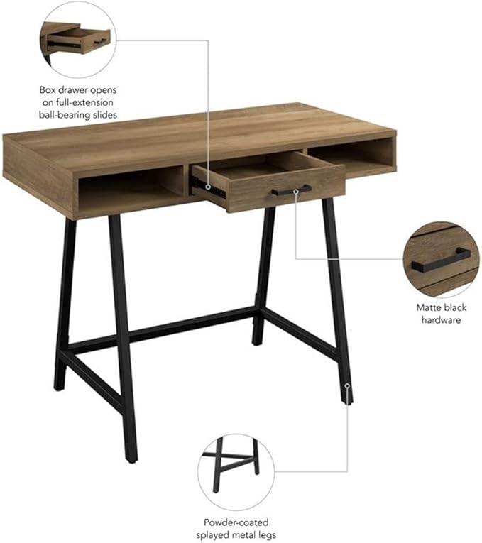 Bush Furniture Steele 40W Writing Desk in Reclaimed Pine | Computer Table - Image 5