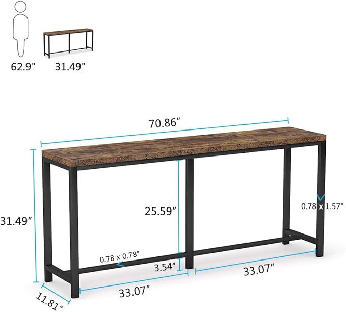 Tribesigns 70.9 inch Extra Long Console Table Behind Couch, Easy Assembly Sofa - Image 3