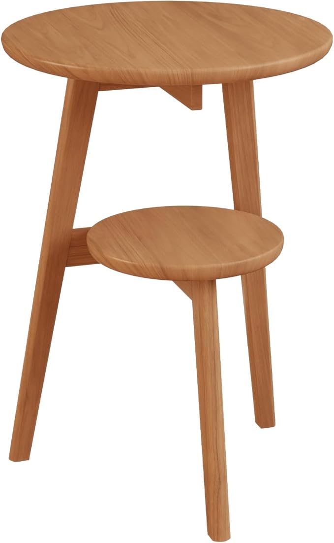 Small End Table Round End Table, Solid Wood Round Side Table by Unknown