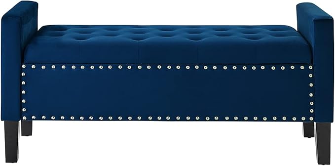 24KF Velvet Modern Upholstered Tufted Button Storage Bench - Image 5