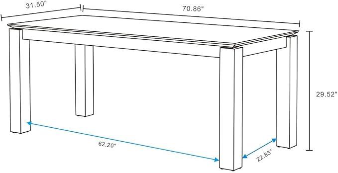 Manhattan Comfort Rockaway 70.86" Modern Solid Wood Dining Table - Image 3