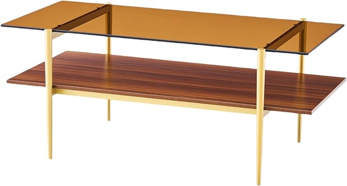 Shrine Rectangle Coffee Table, Mid-Century Modern Design, 2-Tier Structure - Image 3