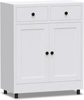 Metal Storage Cabinet with 2 Drawers and Adjustable Shelf, Sideboard Buffet by JINKERFURNITURE