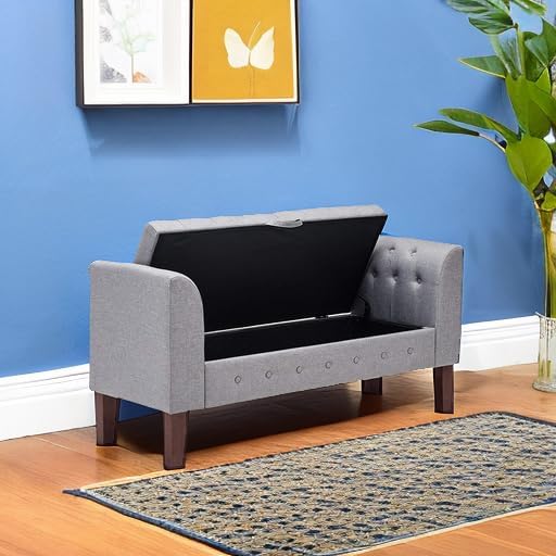 Awonde Armed Storage Bench for Bedroom Entryway Living Room Upholstered Tufted - Image 6