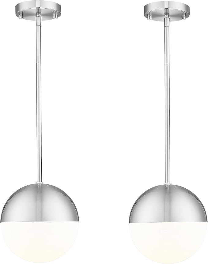 LMS 2 Pack Modern Pendant Lights, Mid Century Brushed Nickel Kitchen Lighting by LMS