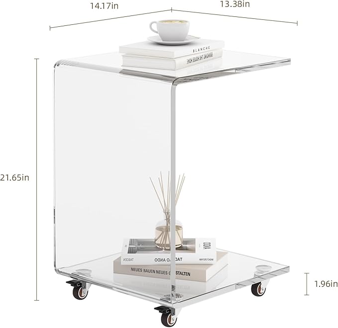Modern Acrylic Side Table, C-Shaped Sofa Table Nightstand - Image 3