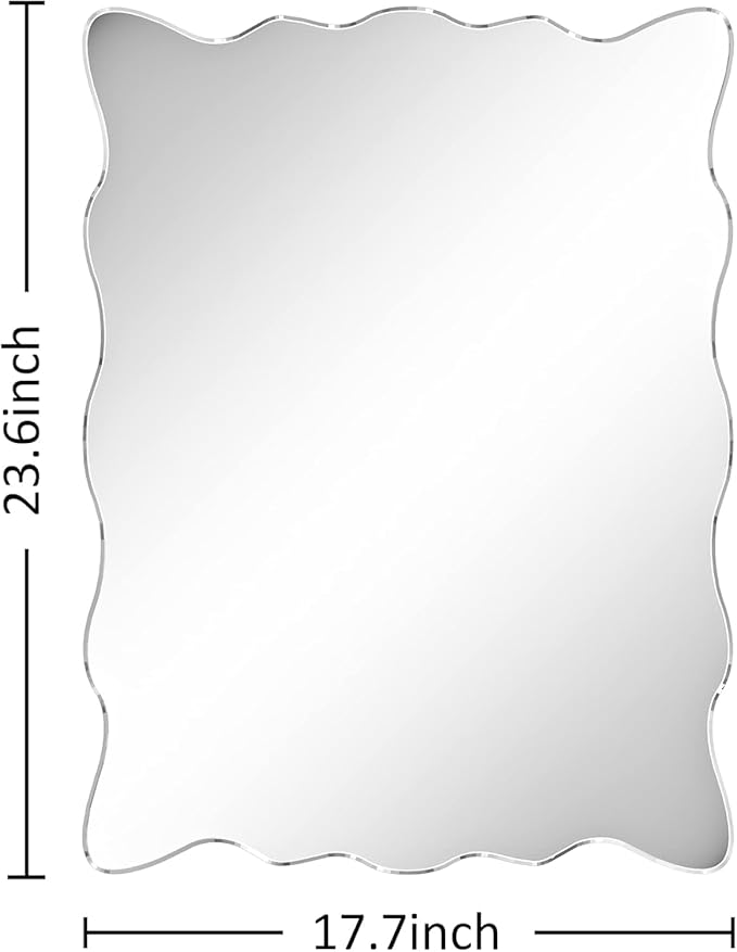 KOHROS Wavy Wall Mirror Frameless Bathroom Mirrors - Image 5