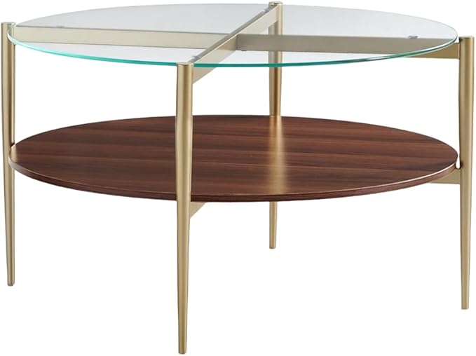 Shrine Round Glass Coffee Table, Mid-Century Modern Design, D30 x H17 in - Image 3