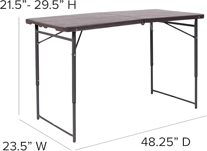 Flash Furniture Mills 4-Foot Height Adjustable Bi-Fold Brown Wood Grain Plastic - Image 3