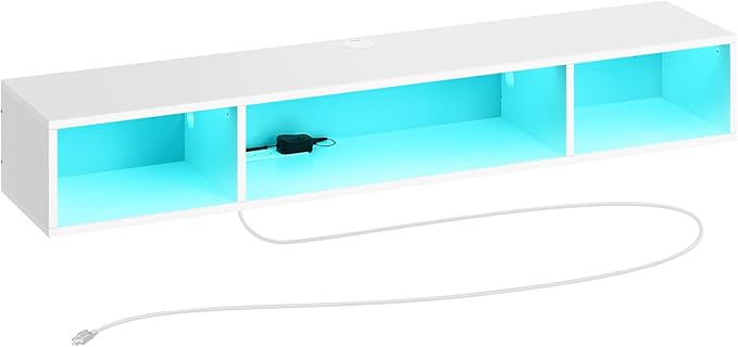 Rolanstar TV Stand with Power Outlet, Floating TV Stand with RGB Lights by Rolanstar