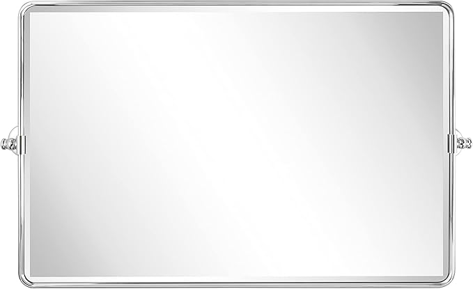 TEHOME 24 x 38'' Horizontal Farmhouse Chrome Metal Framed Pivot Rectangle by TEHOME