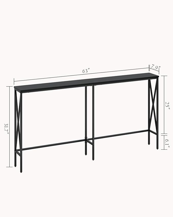 Masupu 63" Console Table, Modern Narrow Long Sofa Table Behind Couch, Skinny - Image 3