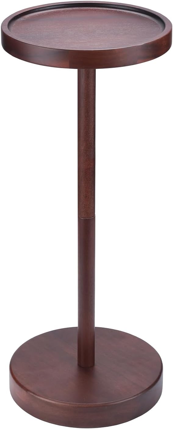 Solid Acacia Wood Pedestal End Table by EVERBBKING
