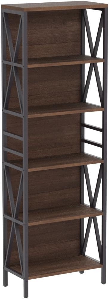 HOMISSUE Tall Bookshelf, 6-Tier Book Shelf, Rustic Wood Metal Bookshelves and - Image 5