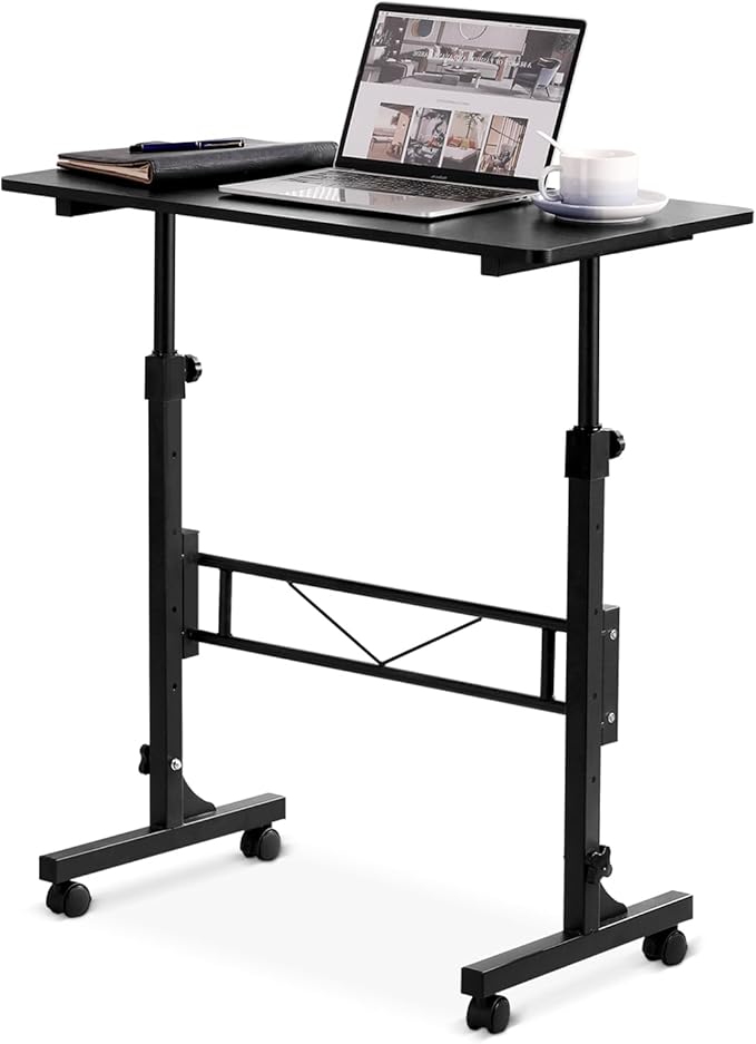 Small Standing Desk Adjustable Height, Mobile Stand Up Desk by Amztabler