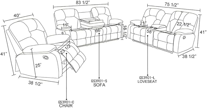 Manual Breathing Leather Reclining Sofa, Leather Recliner Couch, Comfortable - Image 3