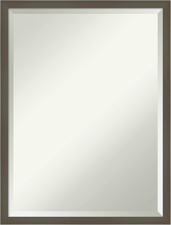 Amanti Art Grey Wall Mirror 25x19 Svelte Clay Grey Rectangle Bathroom Mirror by AmantiArt