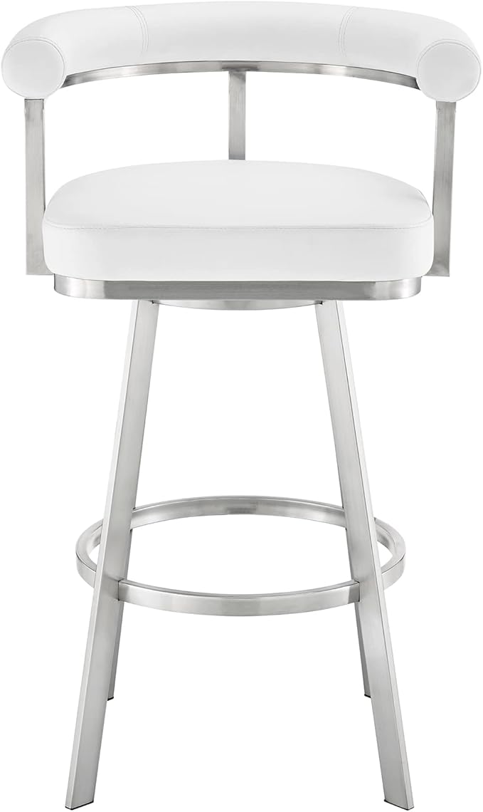 Armen Living Magnolia Swivel Counter Stool in Brushed Stainless Steel - Image 4